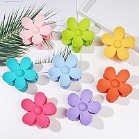 Hair Claw Clips Flower Hair Clips 8Pcs Cute Hair Clip Matte Hair Clips Big Claw Clip Strong Hold Jaw Daisy Clip Barrettes Large Hair Clamps Thin Hair Accessories Thick Hair For Women Girls Gifts 8 Colors