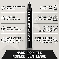 4-Tip Beard Pencil Filler for Men (2 pack) - Updated Beard Filling Pen Kit with Brush, Long Lasting Waterproof Beard Pen - Fill, Shape, & Define Your Beard - Striking Viking, Black (2 Pens)