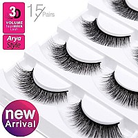 Eliace Pretty False Eyelashes Natural Look Faux Mink 3D Vegan False Lashes Wispy Strips Lashes Pack 14 Mm Light & Comfortable Full Volume Fluffy Lashes For Small 15 Pairs Arya