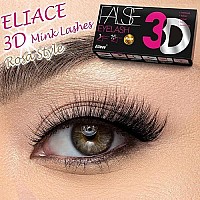 Eliace Lashes Natural Wispy False Eyelashes Pack 15 Pairs Cateye Eyelashes Mink 3D Faux Cross Fluffy Lashes, Lightweight & Comfortable, Reusable Soft Extension Makeup False Lashes Rosa Style