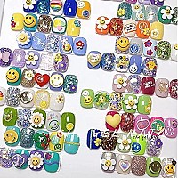 New Sunflower Smiley Face Nail Art Sticker Decals 5D Embossed, Summer Sun Happy Flower Rainbow Smiley Face Nail Art Decoration Sticker (3 Sheets)