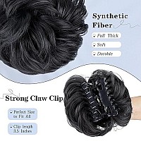 Deethens Messy Bun Hair Piece Claw Hair Bun Hairpieces For Women Clip In Claw Hair Natural Looking Wavy Curly Combs Synthetic Hairpiece For Women (1-Claw-Black)