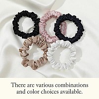 Lilysilk Silk Hair Scrunchies For Frizz&Breakage Prevention, 100% Mulberry Silk Hair Ties No Damage, Elastic Silk Ponytail Holders, 1Pc, Black Stripe