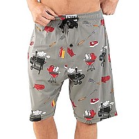 Lazy One Pajama Shorts For Men, Mens Pajama Bottoms, Sleepwear, Bbq, Grills, Steak (Grillin, Large)