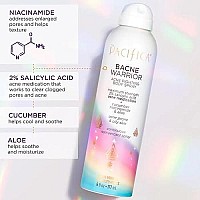 Pacifica Beauty Bacne Warrior Acne Fighting Body Spray for Body and Back, 2% Salicylic Acid, Niacinamide, Cucumber & Aloe, Sensitive Skin Approved, 100% Vegan and Cruelty Free, Clear, 6 Fl Oz