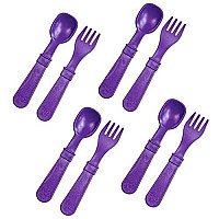 Re-Play Made In Usa 8Pk Toddler Feeding Utensils Spoon And Fork Set Made From Bpa Free Eco Friendly Recycled Milk Jugs - Virtually Indestructible Dishwasher Safe Mint Without Carrying Case