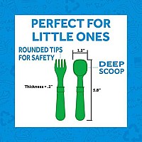 Re-Play Made In Usa 8Pk Toddler Feeding Utensils Spoon And Fork Set Made From Bpa Free Eco Friendly Recycled Milk Jugs - Virtually Indestructible Dishwasher Safe Mint Without Carrying Case