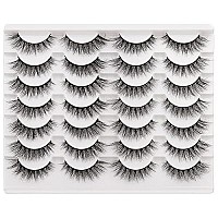 False Eyelashes 15Mm Lashes Natural Look 3D Mink Lashes Pack Small Short Cat Eye Lashes Wispy Fluffy Light Volume Fake Eyelashes 14 Pairs Pack