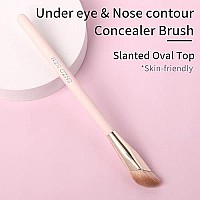 Angled Concealer Brush Under Eye By Enzo Ken, Small Nose Contour Brushes For Dark Circles Puffiness, Face Eyebrow Puffy Eyes, Mature Skin, Length Natural Light, Bb Cream Liquid Blending (11-M-Pink)