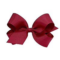 Wee Ones Girls Classic Grosgrain Hair Bow On A Weestay No-Slip Hair Clip Wplain Wrap, Large, Cranberry