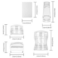 Freeorr 4 Different Clear Silicone Nail Art Stamper Set With 4 Scrapers, Round Rectangular Double Head Transparent Visible Body Jelly Stamping For Nail Art Manicure