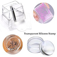 Freeorr 4 Different Clear Silicone Nail Art Stamper Set With 4 Scrapers, Round Rectangular Double Head Transparent Visible Body Jelly Stamping For Nail Art Manicure