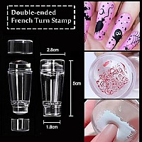 Freeorr 4 Different Clear Silicone Nail Art Stamper Set With 4 Scrapers, Round Rectangular Double Head Transparent Visible Body Jelly Stamping For Nail Art Manicure