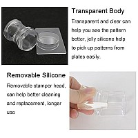 Freeorr 4 Different Clear Silicone Nail Art Stamper Set With 4 Scrapers, Round Rectangular Double Head Transparent Visible Body Jelly Stamping For Nail Art Manicure