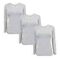 Natural Uniforms Womens Under Scrub Tee Crew Neck Long Sleeve T-Shirt-3-Pack (4X-Large, 3 Pack-Heather Grey)