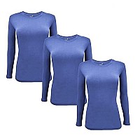 Natural Uniforms Womens Under Scrub Tee Crew Neck Long Sleeve T-Shirt-3-Pack (Xx-Small, 3 Pack-Ceil Blue)