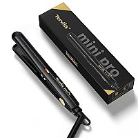 Terviiix Mini Flat Iron For Short Hair Temperature Adjustable, 1/2 Inch Mini Travel Hair Straightener, Small Portable Ceramic Hair Straightener For Men, Black