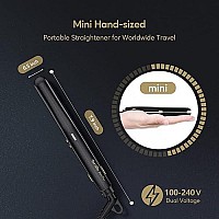 Terviiix Mini Flat Iron For Short Hair Temperature Adjustable, 1/2 Inch Mini Travel Hair Straightener, Small Portable Ceramic Hair Straightener For Men, Black