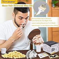 Nose Wax Kit for Men Women, Yovanpur Nose Hair Waxing Kit with 100g Nose Hair Wax Beads (15-20 USES), 20 Applicator, 15 Mustache Protector, 10 Paper Cups, 1 Measuring Cup - Easy, Quick and Painless