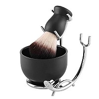 Aethland Shaving Brush Set with Black Solid Wood Handle, Shaving Kit for Men Includes Shaving Brush, Dia 3.1 inches Stainless Steel Shaving Bowl & Shaving Stand Wet Shaving Gifts for Men