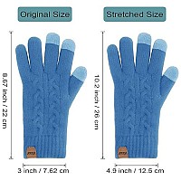 Vigrace Womens Winter Warm Touch Screen Gloves Cable Knit Wool Fleece Lined Touchscreen Texting Mittens For Women Blue