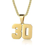 Number Necklaces Personalized Necklaces 18K Gold Plated Initial Number Pendant Stainless Steel Chain Movement Necklaces For Men Women (30)