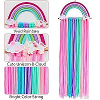 Fiobee Rainbow Hair Bows Holder Organizer Unicorn Clips Storage Headband Holder Unicorn Wall Hanging Home Dacor For Baby Girls Room