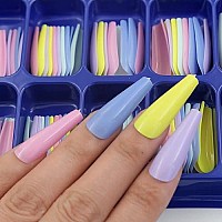 Addfavor 400Pcs Long Press On Nails Long Ballerinas Coffin Full Cover Fake Nail Tips Diy Acrylic False Nails For Women Girls Nail Art Decoration