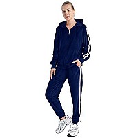 Facitisu Womens Velour Sweatsuit 2 Piece Tracksuit Sets - Velvet Long Sleeve Zipper Hoodie Jogger Sweatpants