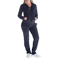 Facitisu Womens Velour Sweatsuit 2 Piece Tracksuit Sets - Velvet Long Sleeve Zipper Hoodie Jogger Sweatpants