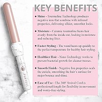 FoxyBae White Marble Rose Curling Wand - Ceramic Tourmaline Technology - Hair Curler with Negative Ions - Professional Salon Grade Hair Styling Tool (32mm)