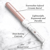 FoxyBae White Marble Rose Curling Wand - Ceramic Tourmaline Technology - Hair Curler with Negative Ions - Professional Salon Grade Hair Styling Tool (32mm)