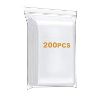 Foopama 200 Pcs 2 X 2 Thick Small Clear Zip Poly Lock Plastic Bags Seal Reclosable Zip Bag Durable 24 Mil Jewelry Earrings Necklace Ring Coin Beads Pill Zipper Bags