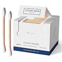 Clean Skin Club Clean Swabs, 2 Pack, 1000 Total Count, One Pointed Tip, Biodegradable Organic Cotton Bamboo, Makeup Nail Polish Eyelinertouch-Ups, Ear Cleaning Qtips, Sterile, Hypoallergenic