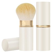 Falliny Retractable Kabuki Makeup Brush, Travel Face Blush Brush, Portable Powder Brush With Cover For Blush, Bronzer, Buffing, Flawless Powder Cosmetics