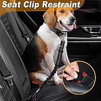 3 Piece Set Dog Car Seat Belt Headrest Restraint Adjustable With Elastic Bungee Buffer Durable Headrest Pet Seat Belt Dog Car Safety Harness Restraint