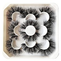 False Eyelashes Pooplunch Fluffy 25Mm Dramatic Faux Mink Lashes 5 Pairs Pack 8D Thick Long Crossed Fake Eye Lashes Multipack