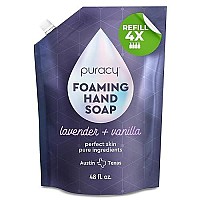 Puracy Foaming Hand Soap Refill, 99.96% Plant-Based, Sulfate-Free Natural Foam Hand Wash Refills, Gently Scented with Real (Lavender & Vanilla 48 Ounce)