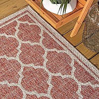 Jonathan Y Smb109C-5Sq Trebol Moroccan Trellis Textured Weave Indoor Outdoor Area Rug Bohemian Modern Easy Cleaning Bedroom Kitchen Backyard Patio Non Shedding, 5 Square, Redbeige