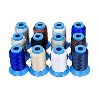 Mandala Crafts Tex 135 Bonded Nylon Thread For Sewing - 1440 Yds T135 Heavy Duty 12 Neutral Colors Nylon Thread Size 138 420 D Upholstery Thread For Leather Jeans Weaving