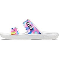 Crocs Unisex-Adult Classic Tie Dye Two-Strap Sandals, Whitepink, 7 Men9 Women