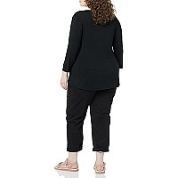 Zabiva Essentials Womens 34 Sleeve V-Neck Swing T-Shirt (Available In Plus Size), Pack Of 2, Black, 2X