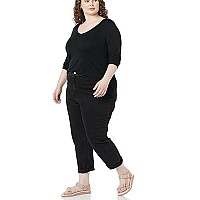 Zabiva Essentials Womens 34 Sleeve V-Neck Swing T-Shirt (Available In Plus Size), Pack Of 2, Black, 2X