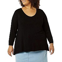 Zabiva Essentials Womens 34 Sleeve V-Neck Swing T-Shirt (Available In Plus Size), Pack Of 2, Black, 2X