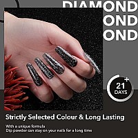 Aokitec Dip Powder Diamond Black Color, Nail Dipping Powder French Powder Pro Collection System Nail Art Starter Manicure Salon Diy At Home, Odor-Freelong-Lasting, No Needed Nail Lamp Curing, 1 Oz