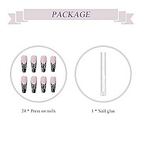 Babalal Long Press On Nails Coffin Fake Nails Ballerina Nails Glossy Acrylic Nails Black False Nails For Women And Girls