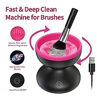 Electric Makeup Brush Cleaner Machine - Alyfini Portable Automatic USB Cosmetic Brush Cleaner Tools for All Size Beauty Makeup Brushes Set (Black)