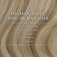 Goo Goo Clip In Hair Extensions Real Human Hair 7Pcs 120G 14 Inch Medium Brown Highlighted Golden Blonde Remy Human Hair Extensions Clip In Straight Hair Extensions Clip In