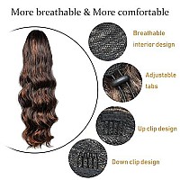 Kethbe Ponytail Extension 24 Inch Long Body Wave Clip In Ponytail Hair Extensions Wavy Synthetic Hair Ponytail Hair Piece For Women (4-30)