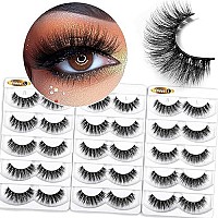 Eliace Natural Wispy Lashes 3D Faux Mink Eyelashes Pack, Butterfly Effect Cross Fluffy Cat Eye False Eyelashes Handmade Sexy Fake Eyelashes Thick Reusable & Soft Strip Lashes 15 Pairs Chloe